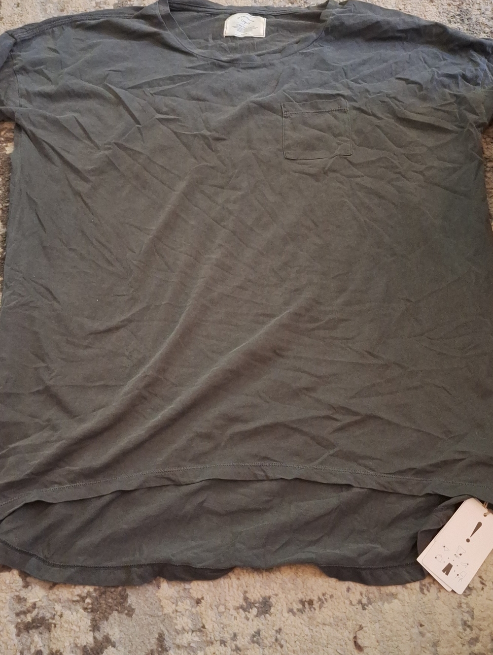 Washed Charcoal Crewneck Pocket Tee - Women